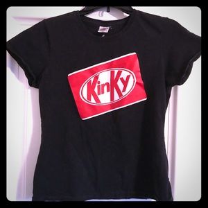 Kinky kit kat black t-shirt can be a costume top